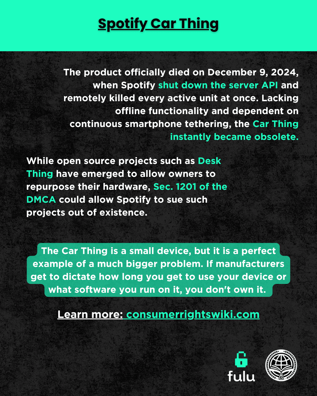 Spotify Car Thing, slide 3 of the Instagram post